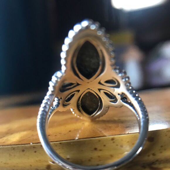 White Buffalo Blue Turquoise Sterling Silver Ring Size 6 - Picture 7 of 10